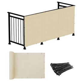 Windscreen4less 3'x31' Deck Balcony Privacy Screen for Deck Pool Fence Railings Apartment Balcony Privacy Screen for Patio Yard Porch Chain Link Fence Condo with Zip Ties Beige