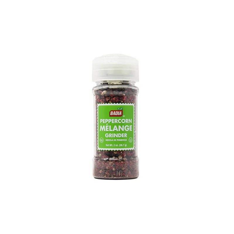 Badia Whole Peppercorn Blend Grinder, 2 oz – Black, White,