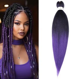 ShowJarlly Braids Extensions, Pre-Stretched Braiding Hair, 30 Inches, 1 Pack/Lot Braid Extensions, Synthetic Hair for Braiding, Professional Soft Synthetic Jumbo Braids Hair (30 Inches, 1B/Purple#)
