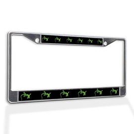 Fastasticdeals Metal Insert License Plate Frame Green Lizard with Long Tail Weatherproof Car Accessories Chrome 2 Holes Solid Insert