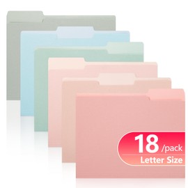 pmybupo Two Tone Color File Folders,18 Pack 6 Pastel Colors Manilla Folders 8.5 x 11,Assorted Colors 1/3 Cut Tab File Folders Letter Size,School Business Office Folders for Document