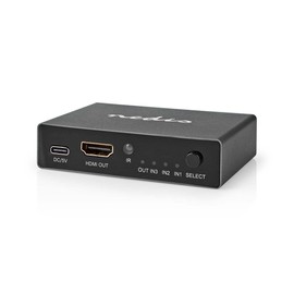 Nedis HDMI Switch | 3-Port Port(s) | 3X HDMI Input | HDMI Output | 8K @ 60Hz | 45 Gbps | Remote Control | Aluminium | Anthracite