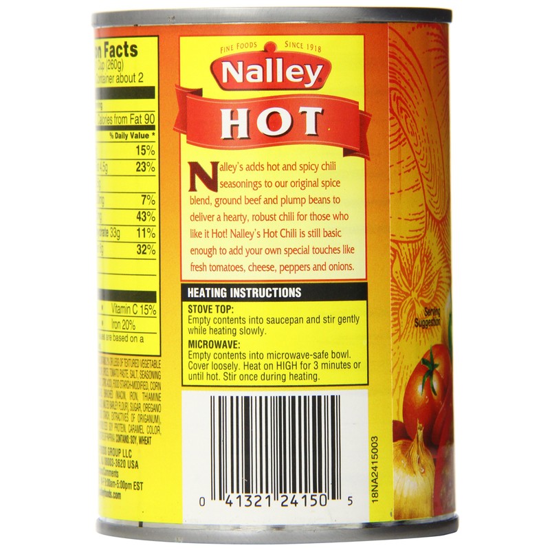 Nalley Chili, Hot, 14 Ounce (Pack of 24)