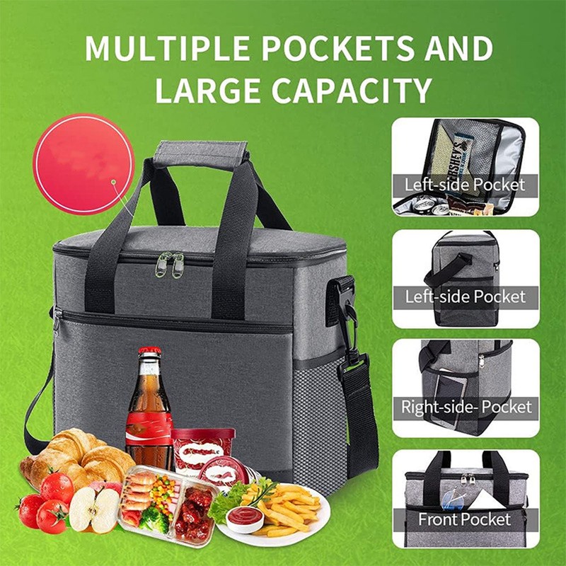Insulated Lunch Bag Oxford Cloth Foldable Thermal Cooler Leakproof Cooler