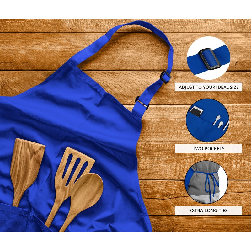 Utopia Kitchen Adjustable Bib Apron (2-Pack) Water Oil Resistant Chef