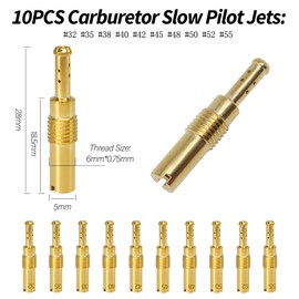 OXCANO 20PCS Carburetor Main Jet Kits, 10pcs Carburetor Main Jet # 100-140 & 10pcs Slow Pilot Jet # 32-55, Compatible with PWK Keihin OKO CVK PWM PE Type & 150cc and 125cc GY6 Carb, Brass Jet Kits