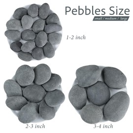 GreenVibe River Rocks for Landscaping, 40lbs Aquarium Rocks, 2-3 Inch Black Pebbles for Indoor Plants, Natural Stones for Garden Paving Plant Rocks Crafting Walkways