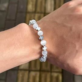 Cross Beaded Bracelet for Men Christian Gift Mens Cross Charm Bracelets Adjustable Jesus Faith Religious Easter Catholic Communion Baptism Christmas Jewelry Gift for Men