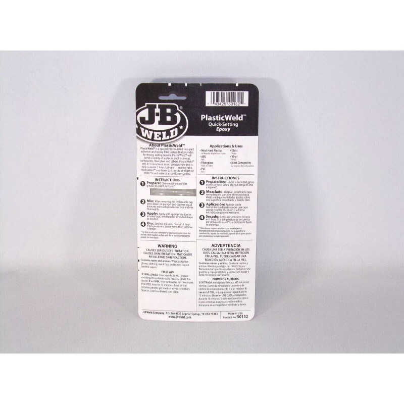 JB Weld J-B Weld PlasticWeld Quick-Setting Epoxy 25mL, Translucent Yellow,