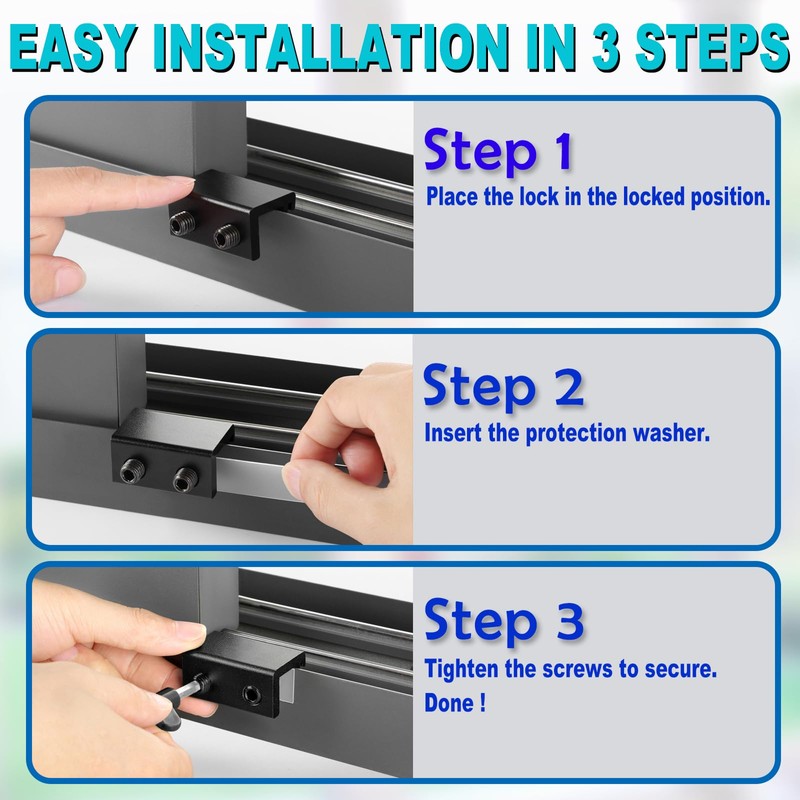 Sliding Window Locks (4 Sets), Security Window Locks with Keys,