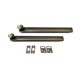 QCAA Heavy Duty Solid Brass Concealed Surface Bolt, 6", Polish Brass, 2 Pack, Made in Taiwan