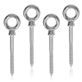 EFUTURETIME 4 x Eye Bolts Stainless Steel with Wood Thread M10 x 100 mm Screw