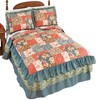 Collections Etc Fall Floral Patchwork Triple Ruffle Bedspread