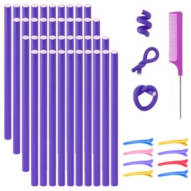 Papilot Curling Irons Flexible Hair Curlers without Heat Curling Irons for Girls Foam Hair Curler for Long Short Hair (Purple) Pack of 40