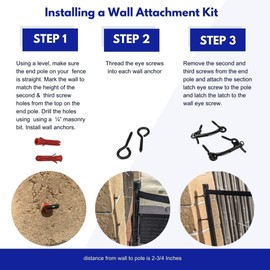 ALLSAFE Pool Fence Wall Attachment Kit – Black | Connect Mesh Safety Fencing to Brick, Block, Stucco, or Wood Walls – Includes Hooks, Latches, Anchors & Screws