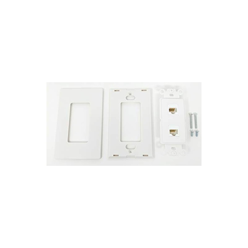 RiteAV - 2 Port Cat5e Ethernet Wall Plate Screwless Decorative