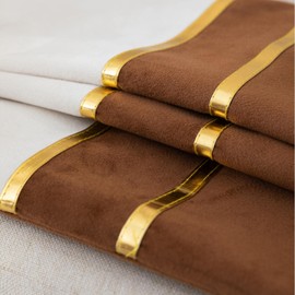 ZLINA Set of 2 Velvet Decorative Throw Pillow Covers Brown White Patchwork with Gold Leather Pillow Covers 22 × 22 Inch Cushion Covers Decor Living Room Sofa Bedroom Car