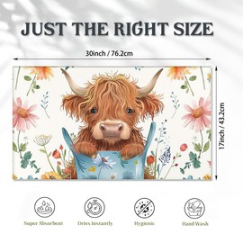 Doormat Highland Cow Door Mats,Cute Flowers Indoor Front Mats for Home Entrance,Non-Slip Floor Mats for Porch Entryway,Outdoor Welcome Mat,Easy Clean,17x 30 inch