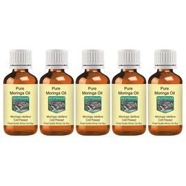 Devprayag Pure Moringa Oil (Moringa oleifera) Natural Therapeutic Grade Cold Pressed (Pack of Five) 100ml x 5 (16.9 oz)