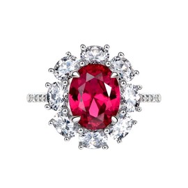 Michooyel 2ct Created Sapphire Ruby Engagement Ring Women's Promise Ring Silver 925 Wedding Ring Band Cubic Zirconia Oval Cut, Gemstone