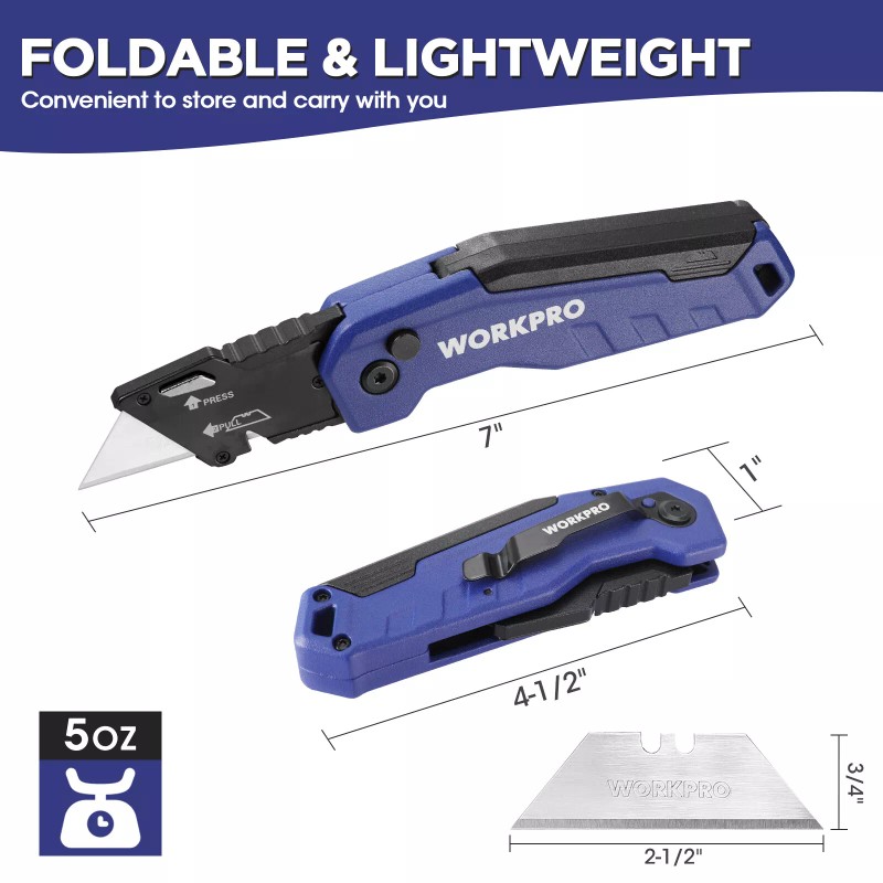 WORKPRO Folding Utility Knife Quick Change Box Cutter Razor Knife