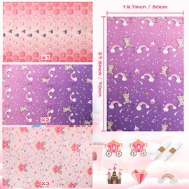 Wrapping Paper Children Girls Wrapping Paper Birthday Wrapping Paper Natural Gift Wrap Pink Purple Castle Rainbow Pink, Birthday Paper Wrapping Paper Children's Birthday