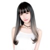 TefuRe C-8200BLK-GRY Long Straight Wig, Small Face
