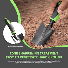 Garden Tool - 4Pcs Planting Tools, Gardening Flowers Indoor Plants Tools - Includes Hand Trowel, Transplant Trowel and Cultivator Hand Rake with Soft Rubberized Handle