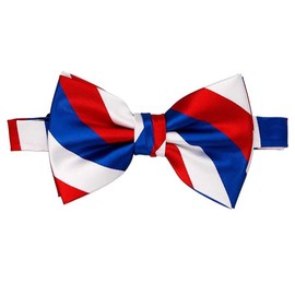 ZCYYYS Men Pre-tied Adjustable Striped Bow Tie Red White Blue 4th of July Bowtie Neck Tie Costume Accessories PSLJ02 (Red White Blue)