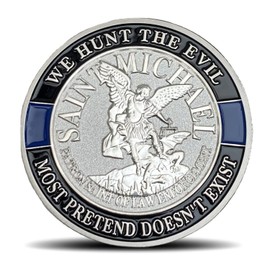 Thin Blue line Saint Michael Law Enforcement Challenge Coins - Inspirational Gift for Law Enforcement Officer