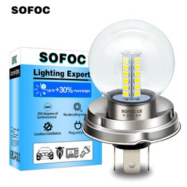 SOFOC- P45T LED Motorcycle Headlight G40 Bulb 6V 12V 24V AC6-30V Compatible 2W 500LM 2835 25SMD Dual Contact Yellow 1Pcs