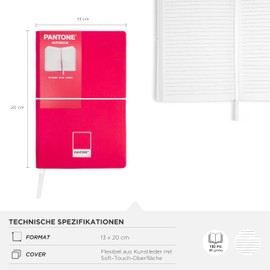 PANTONE™ Urban Notebook 13 x 20 cm for Back to School with 192 Lined Pages, Soft Touch and Elastic Flexible Cover, Calendar + Bookmark and Inner Pocket for Stationery and Stationery