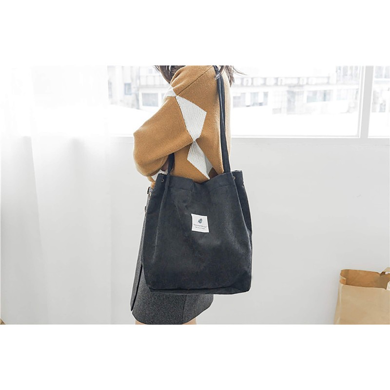 VOKUVIKU Women’s Large, Ultralight Corduroy Shoulder Bag., black,
