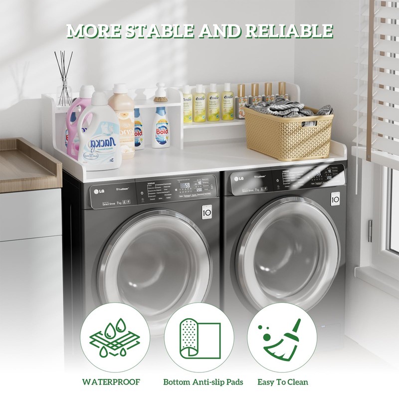 Wisuce 2-Tier Washer Dryer Countertop, 27.5" x 54" Bamboo Laundry