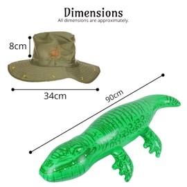 Lizzy Adult Australian Cork Hat with Inflatable Crocodile (90cm) for Australia Day Crocodile Hunter Man Dundee Fancy Style Dress Hat Party Accessories