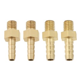 LT Easiyl 4 Pieces Brass Barbed Hose Connector Metric M5 x 0.8-3mm and M5 x 0.8-4mm for Pond/Pool Hose Adapter Hose Connector with Male Thread Pipe Fitting Gold