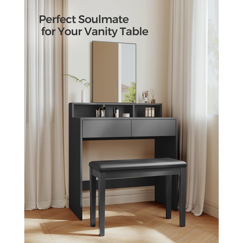 SONGMICS Duet Piano Bench with Padded Cushion and Storage Compartment,