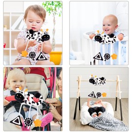 vocheer Hanging Toy Car seat Crib Move, Animal Circle Plush Toy Proller Black and White Squeak Animal Toy Travel Activity Hanging Wind Chimes 0-6 Months (Giraffe)