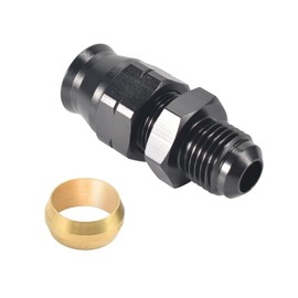 STPCTOU 6AN Male Flare to 3/8" Hardline Tube Fuel Fitting Compression Adapter Straight Connector Aluminum Alloy Black Anodized