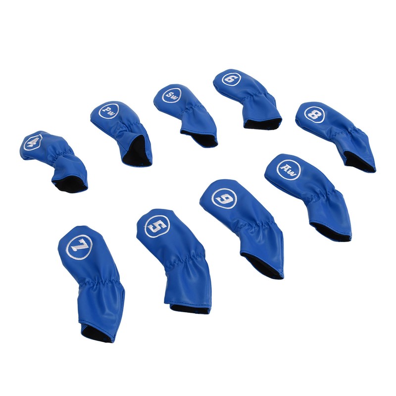 9Pcs Golf Iron Head Covers PU Waterproof Golf Club Headcovers