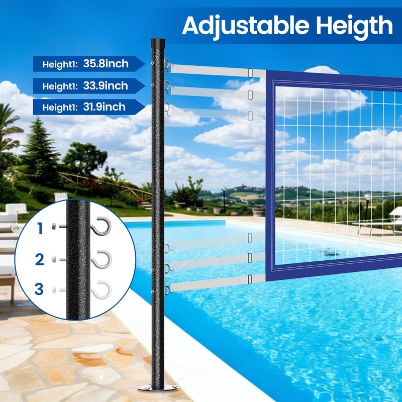 Qufiona Pool Volleyball Net for Inground Pools, Adjustable 16–22FT Pool