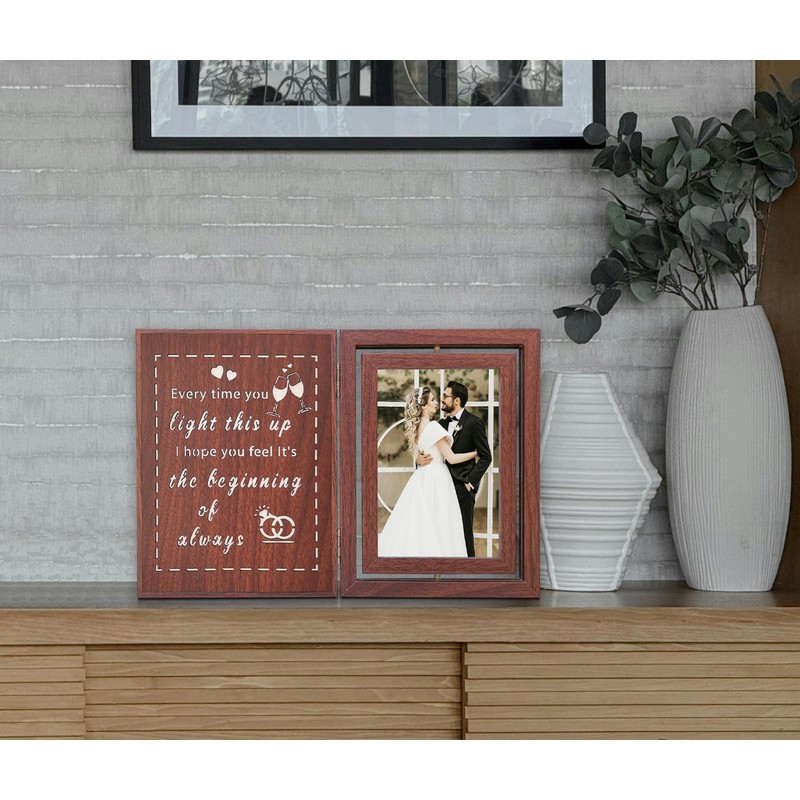 Engagement Gift Light Up Rotating 4x6 Picture Frame - Wedding