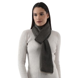 EH 100% Pure Cashmere Scarf, Stole, two tone color Honeycomb pattern, 2 Ply large warm buttery soft Unisex Pashmina wrap (PURPLE & BLACK)