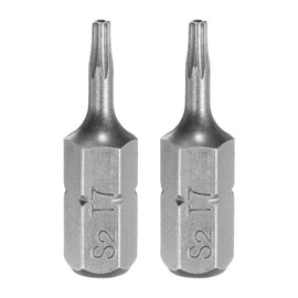HARFINGTON 2pcs T7 Torx Screwdriver Bit 1/4" Hex Shank 25mm/1" Length S2 Steel Star 6 Point Head Hex Security Screw Driver Bits with Hole for Impact Electric Screw Driver Power Tools, Grey
