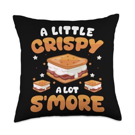 A Little Crispy Smore Marshmallow Camping Throw Pillow