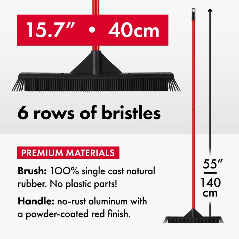 Pet Hair Remover Rubber Broom - Carpet Rake for Pet