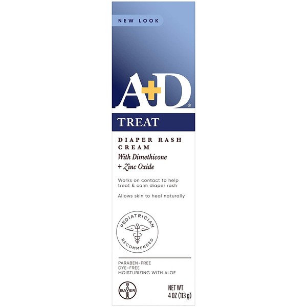 A+D Diaper Rash Cream, Dimethicone Zinc Oxide Cream, 4 oz (113 g) (8PK)