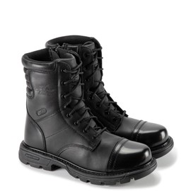 Thorogood GEN-Flex2 8” Side-Zip Black Tactical Boots for Men and Women - High-Shine Leather Heel & Toe with Goodyear Storm Welt and Slip-Resistant Outsole - 12 W US
