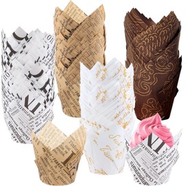 YJSPARKK 200 PCS Tulip Cupcake Liners,Premium Parchment Paper Greaseproof Muffin Liners Baking Cups Wrappers Holders,for Bachelorette Wedding Birthday Party Christmas