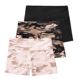 Lucky & Me - Amira Girls High Waist Dance Shorts - Gymnastics & Dancewear 3 Pack (as1, Age, 2_Years, 3_Years, Camo)